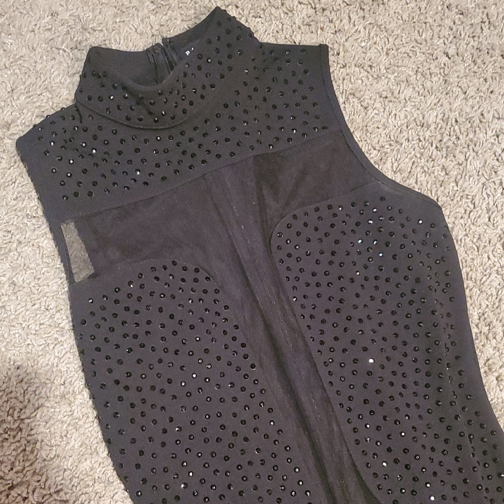 Banjul Black Sheer Rhinestone Accent Jumpsuit - Picture 5 of 7
